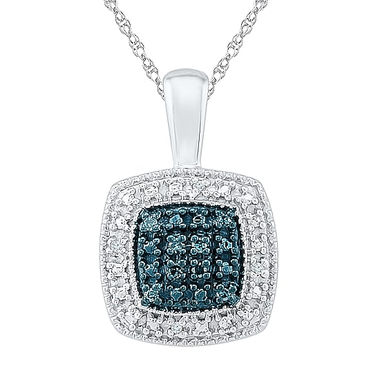 Womens Diamond Accent Natural Blue Diamond Sterling Silver 18 Inch Pendant Necklace
