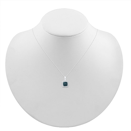 Womens Diamond Accent Natural Blue Diamond Sterling Silver 18 Inch Pendant Necklace