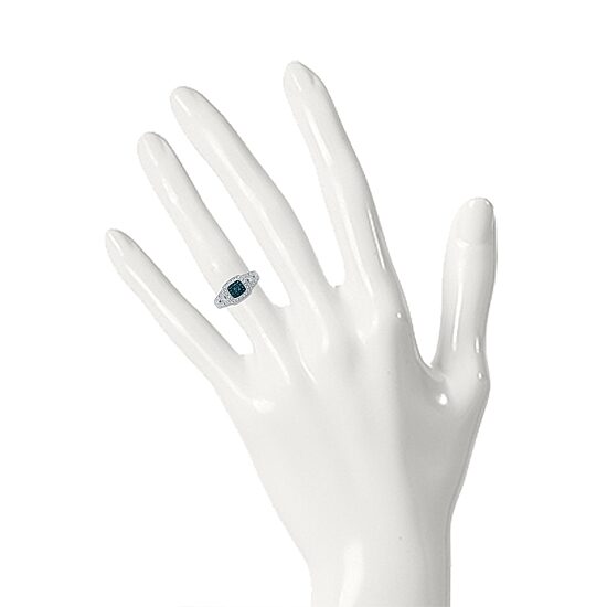 Womens Diamond Accent Natural Blue Diamond Sterling Silver Halo Cocktail Ring