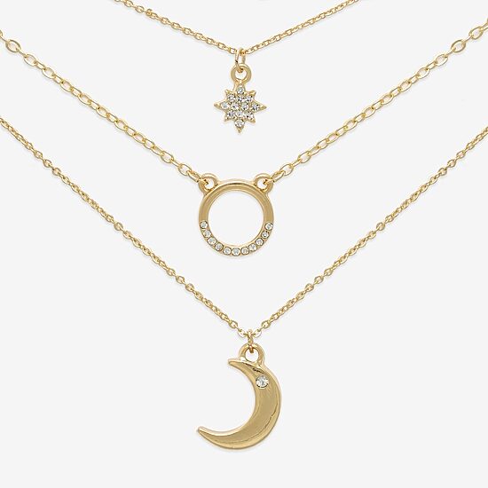 Mixit Womens Cubic Zirconia Moon Star Hypoallergenic 3-pc. Necklace Set