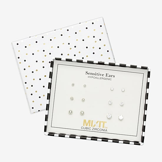Mixit Womens Simulated Pearl Round Hypoallergenic 6 Pair Earring Set