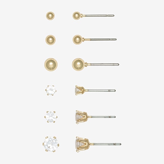 Mixit Womens Cubic Zirconia Hypoallergenic 6 Pair Earring Set