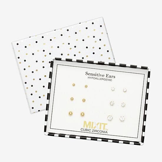 Mixit Womens Cubic Zirconia Hypoallergenic 6 Pair Earring Set
