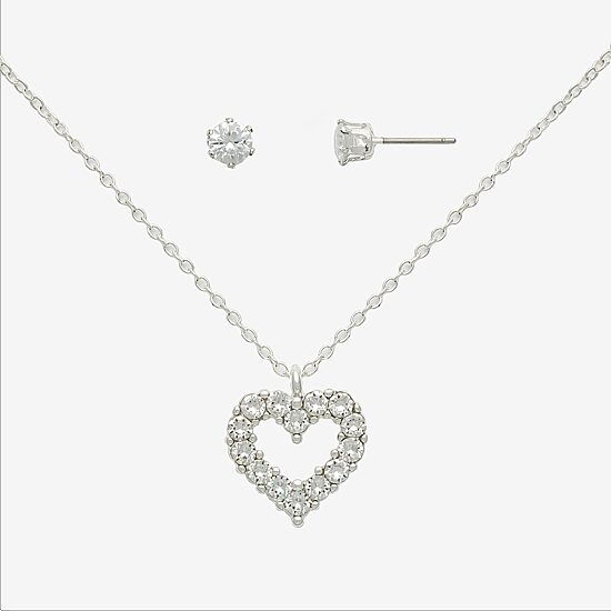 Mixit Womens Crystal Heart Hypoallergenic 2-pc. Jewelry Set