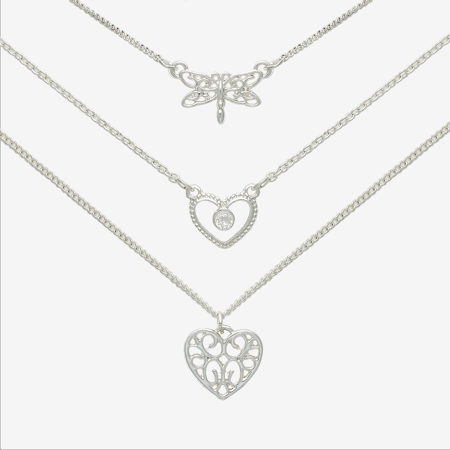 Mixit Womens Cubic Zirconia Heart Hypoallergenic 3-pc. Necklace Set