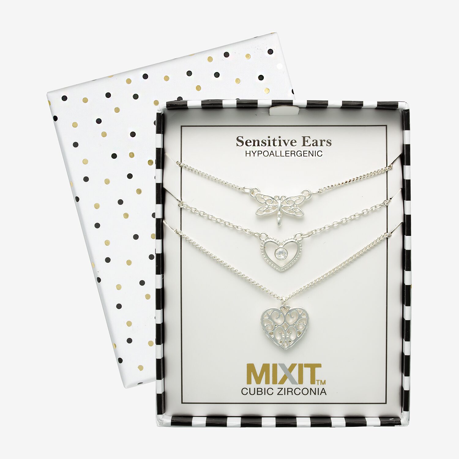 Mixit Womens Cubic Zirconia Heart Hypoallergenic 3-pc. Necklace Set
