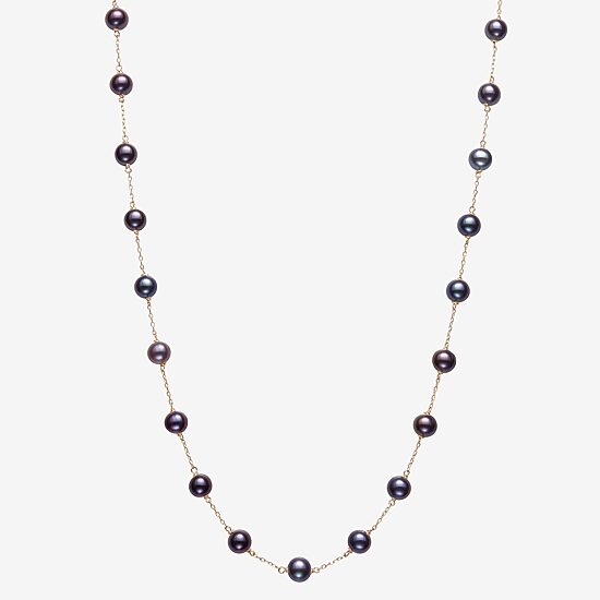 Womens White 10K Gold 18 Inch Strand Necklace