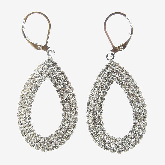 Vieste Rosa Womens Crystal Oval Drop Earrings