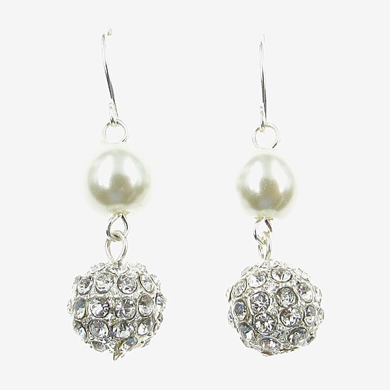 Vieste Rosa Womens Simulated Pearl Round Drop Earrings