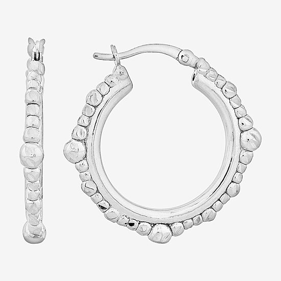 Womens Sterling Silver 28mm Circle Hoop Earrings