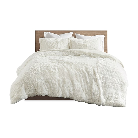 Intelligent Design Leena Shaggy Fur Duvet Cover Set
