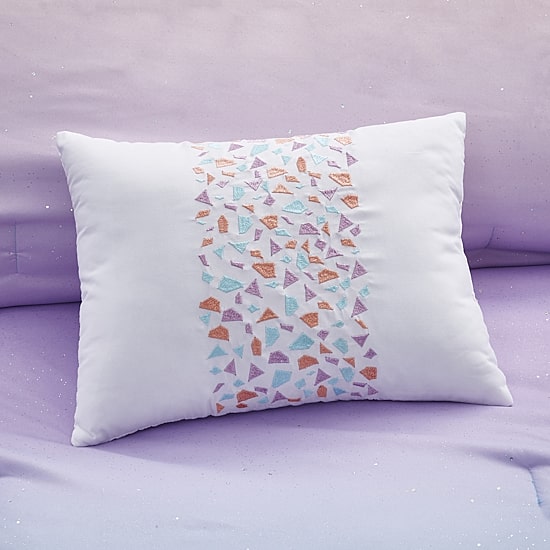 Intelligent Design Sparkle Metallic Glitter Printed Reversible Comforter Set with decorative pillow