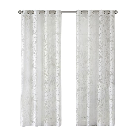 Madison Park Kauna Palm Leaf Grommet Top Sheer Single Curtain Panel