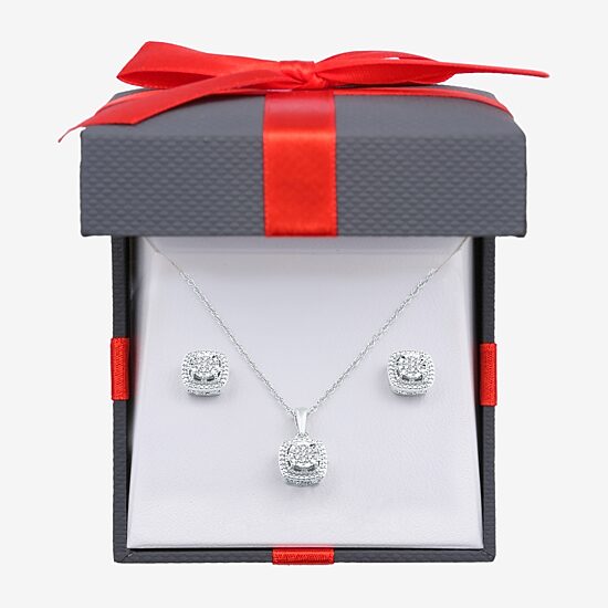 Womens 1/10 CT. T.W. Natural White Diamond Sterling Silver 2-pc. Jewelry Set
