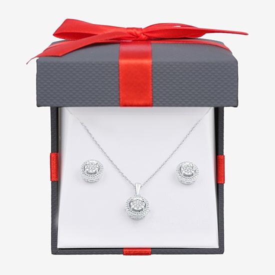 Womens 1/10 CT. T.W. Natural White Diamond Sterling Silver 2-pc. Jewelry Set