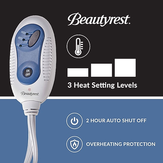 Beautyrest Marselle Heated Automatic Shut Off Washable Midweight Throw