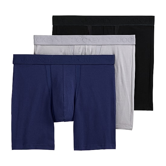 Jockey Chafe Proof Cotton Mens 3 Pack Boxer Briefs 9250-004