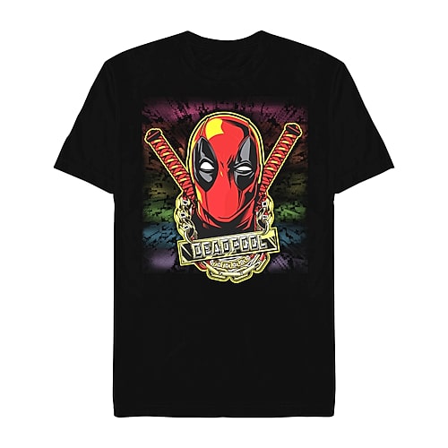Mens Short Sleeve Deadpool Graphic T-Shirt, Medium, Black