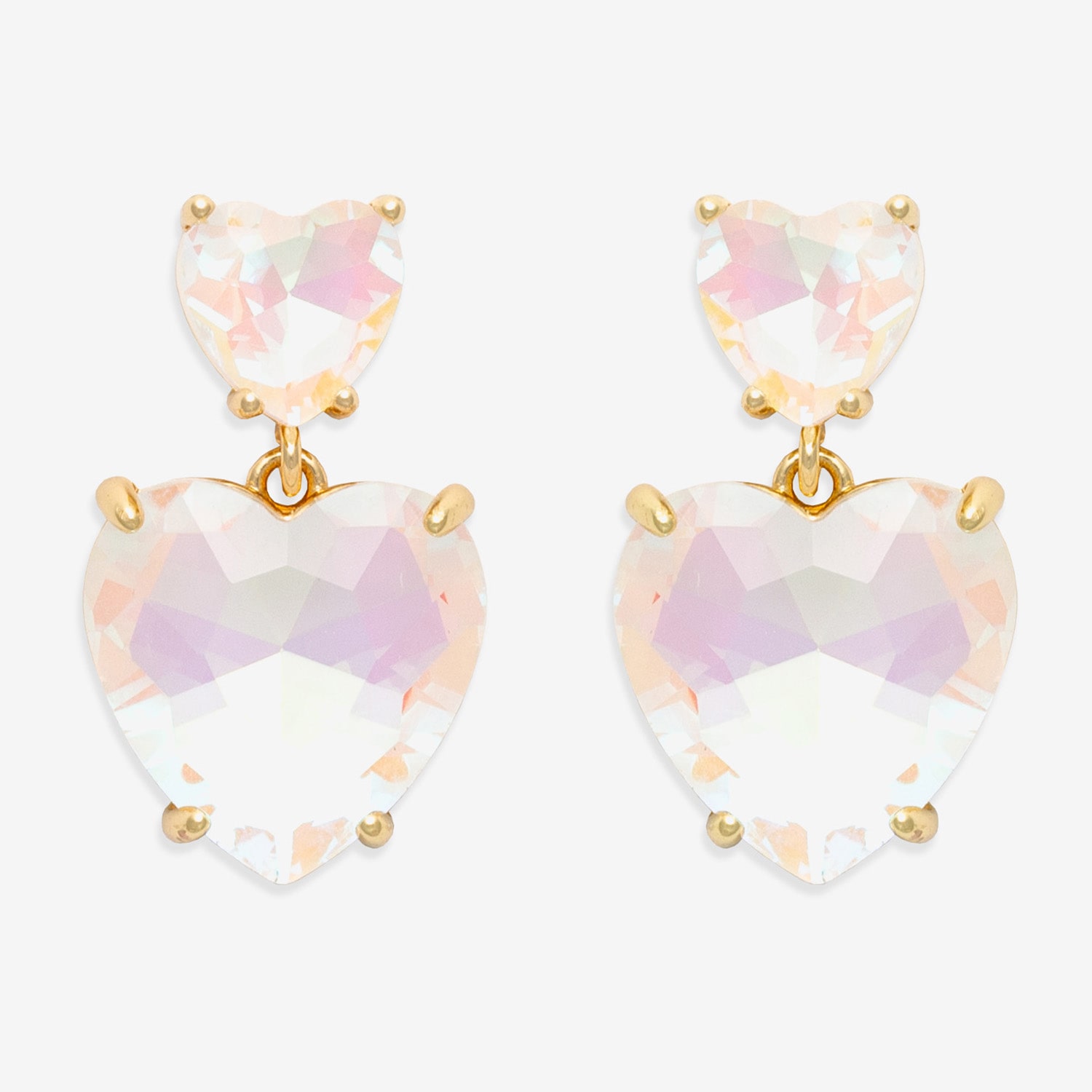 Bijoux Bar Gold Tone Womens Pink Glass Heart Drop Earrings