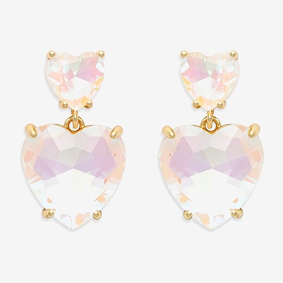 Bijoux Bar Gold Tone Womens Pink Glass Heart Drop Earrings