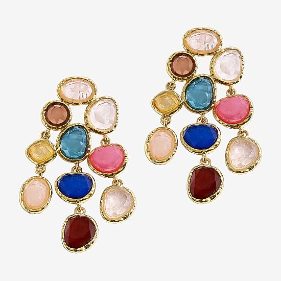 Bijoux Bar Gold Tone Womens Multi Color Drop Earrings