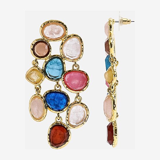 Bijoux Bar Gold Tone Womens Multi Color Drop Earrings