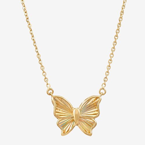 Fine Jewelry Womens 10k Gold Butterfly 18 Inch Pendant Necklace In Yellow