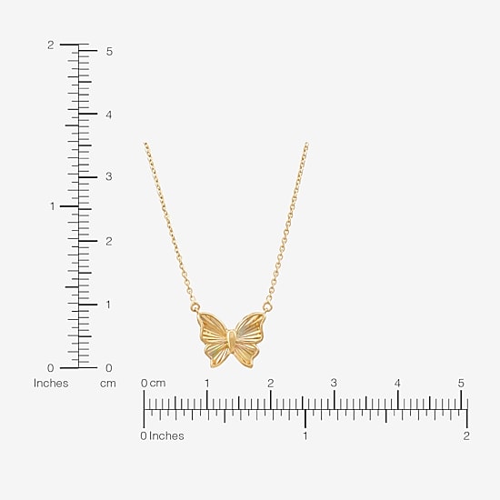 Womens 10K Gold Butterfly 18 Inch Pendant Necklace