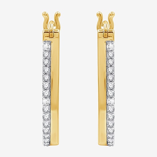 Yes, Please! Womens 1/4 CT. T.W. Lab Grown White Diamond Sterling Silver 25.4mm Hoop Earrings