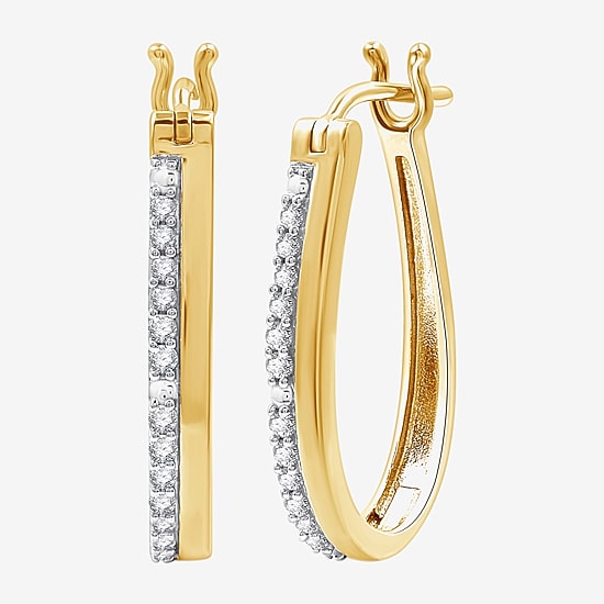 Yes, Please! Womens 1/4 CT. T.W. Lab Grown White Diamond Sterling Silver 25.4mm Hoop Earrings