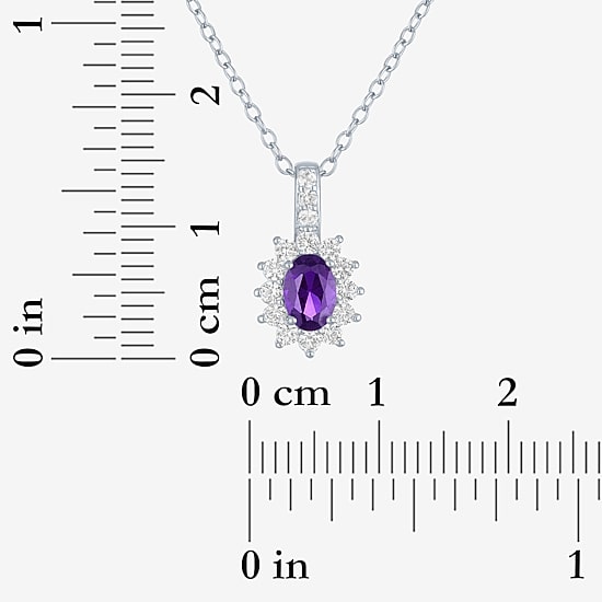 Yes, Please! Womens Lab Created Purple Amethyst Sterling Silver Oval 18 Inch Pendant Necklace