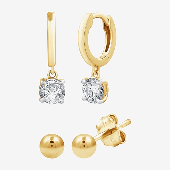 Yes, Please! Womens Lab Created White Sapphire Sterling Silver 2 Pair Jewelry Set