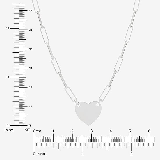 Made in Italy Womens Sterling Silver Heart 16 Inch Pendant Necklace