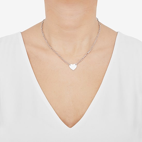 Made in Italy Womens Sterling Silver Heart 16 Inch Pendant Necklace