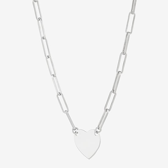 Made in Italy Womens Sterling Silver Heart 16 Inch Pendant Necklace