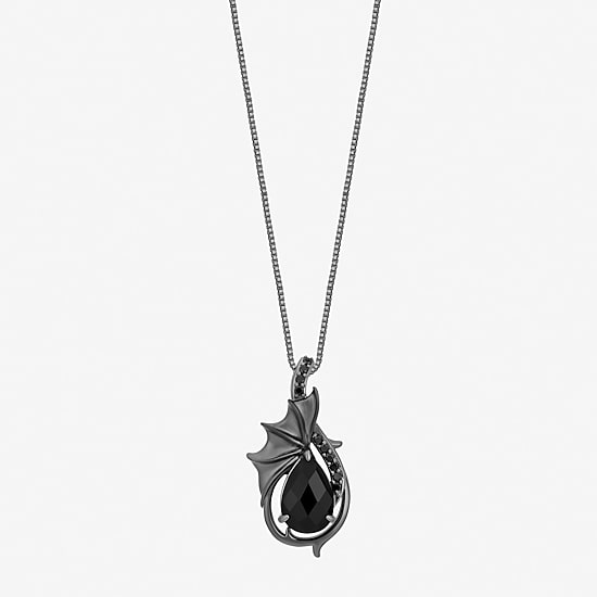 Enchanted Disney Fine Jewelry Maleficent Womens Genuine Black Onyx Sterling Silver 18 Inch Pendant Necklace