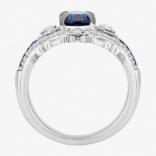 Enchanted Disney Fine Jewelry Cinderella(I, I2) Womens 1/8 CT. T.W. Lab Created Blue Sapphire Sterling Silver Cinderella Cocktail Ring