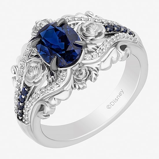 Enchanted Disney Fine Jewelry Cinderella(I, I2) Womens 1/8 CT. T.W. Lab Created Blue Sapphire Sterling Silver Cinderella Cocktail Ring