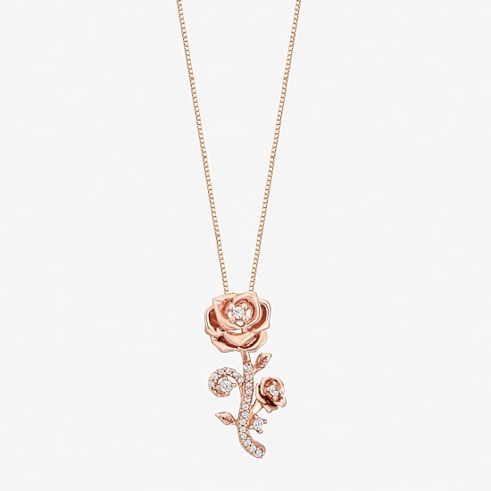 Belle (I, I2) Womens 1/6 CT. T.W. Lab Grown White Diamond 14K Rose Gold Over Silver Round Belle Pendant