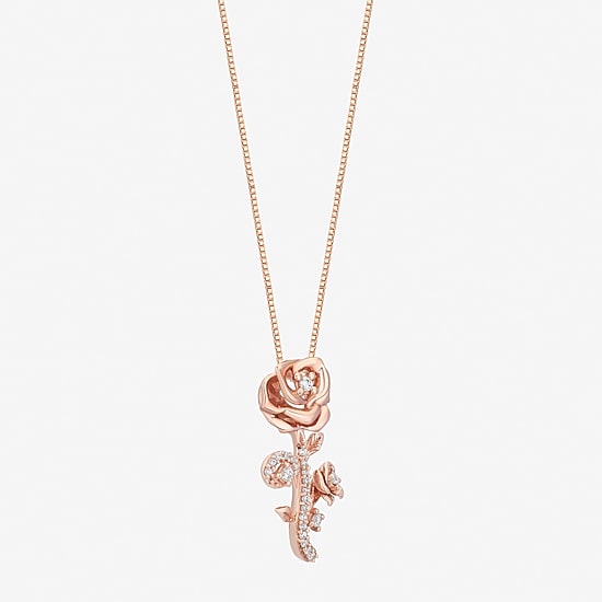 Belle (I, I2) Womens 1/6 CT. T.W. Lab Grown White Diamond 14K Rose Gold Over Silver Round Belle Pendant