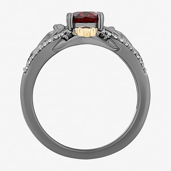 Enchanted Disney Fine Jewelry Evil Queen (I, I2) Womens 1/8 CT. T.W. Genuine Red Garnet 14K Gold Over Silver Oval Evil Queen Cocktail Ring