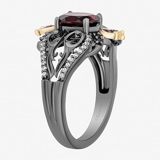 Enchanted Disney Fine Jewelry Evil Queen (I, I2) Womens 1/8 CT. T.W. Genuine Red Garnet 14K Gold Over Silver Oval Evil Queen Cocktail Ring