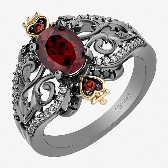 Enchanted Disney Fine Jewelry Evil Queen (I, I2) Womens 1/8 CT. T.W. Genuine Red Garnet 14K Gold Over Silver Oval Evil Queen Cocktail Ring