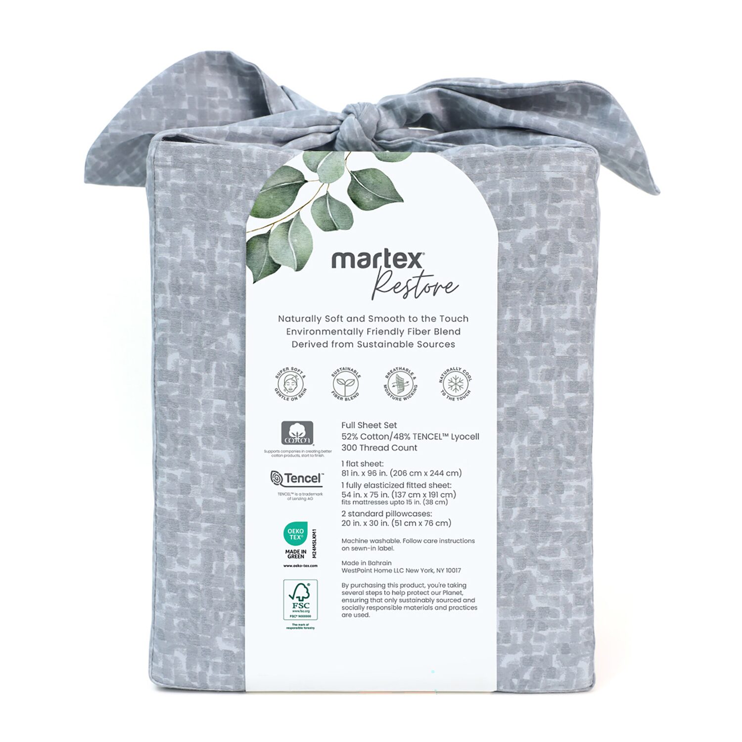Martex Restore Echo 300tc Wrinkle Resistant Temperature Regulating Sheet Set