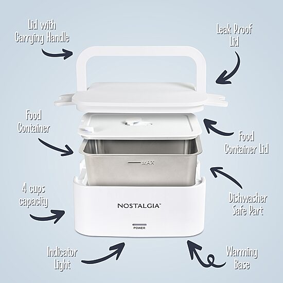 Nostalgia 32oz Portable Heated Lunchbox Slow Cooker