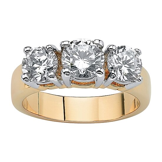 Womens 2 1/4 CT. T.W. Cubic Zirconia 14K Gold Over Brass Engagement Ring