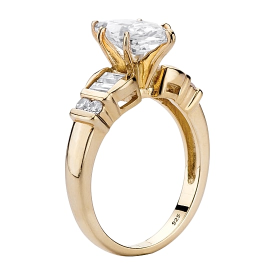 DiamonArt® Womens 2 1/2 CT. T.W. White Cubic Zirconia 14K Gold Over Silver Engagement Ring