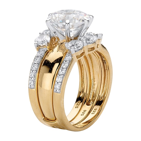 DiamonArt® Womens 4 3/4 CT. T.W. White Cubic Zirconia 18K Gold Over Silver Bridal Set