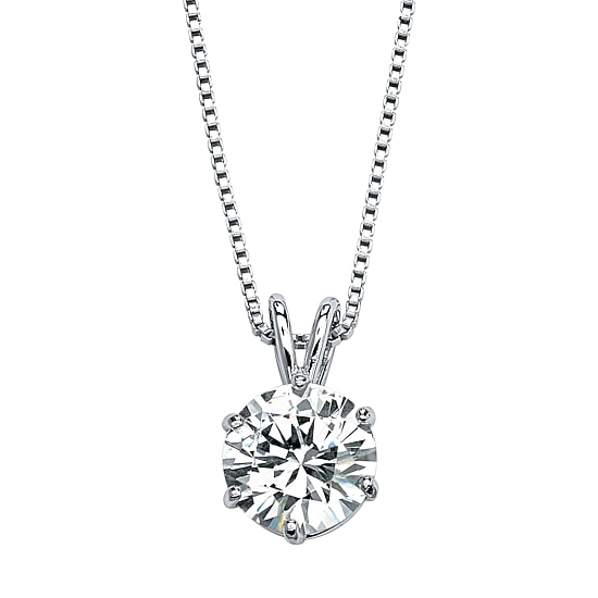 DiamonArt® Womens 3 CT. T.W. White Cubic Zirconia Platinum Over Silver Pendant Necklace
