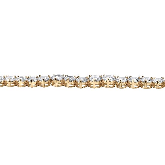 Womens White Cubic Zirconia 14K Gold Over Brass 16 Inch Tennis Necklace